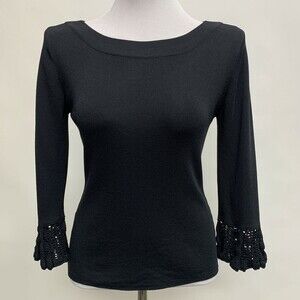 Euro-X Women's Knit Top Size Medium Black